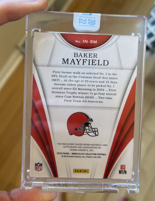 Baker Mayfield 1/1 2022 Panini Honors/2018 Immaculate RPA - Image 2
