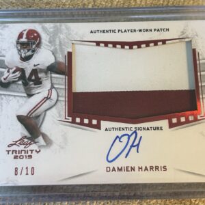 Damien Harris 2019 Leaf Trinity RPA Rookie Patch Auto SSP 8/10