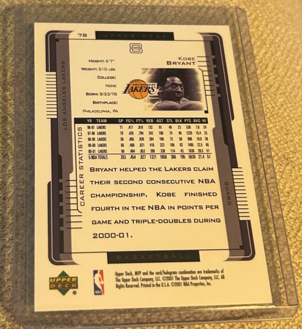 Kobe Bryant 2001-02 Upper Deck MVP #78 - Image 2